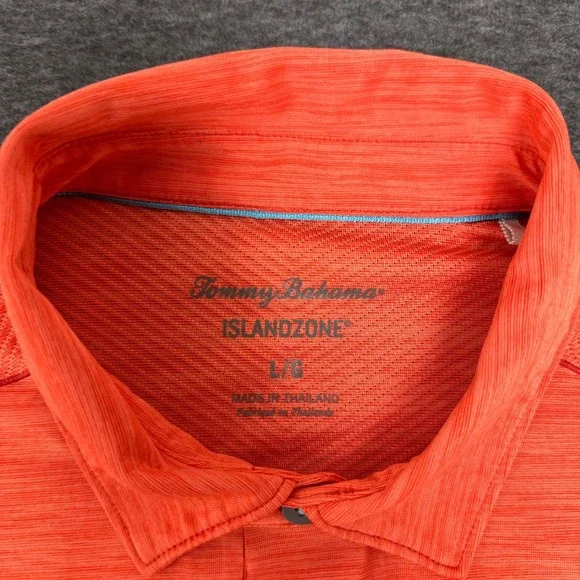 Tommy Bahama IslandZone Polo Shirt Vibrant Coral Performance Golf Large Beach - Picture 8 of 13